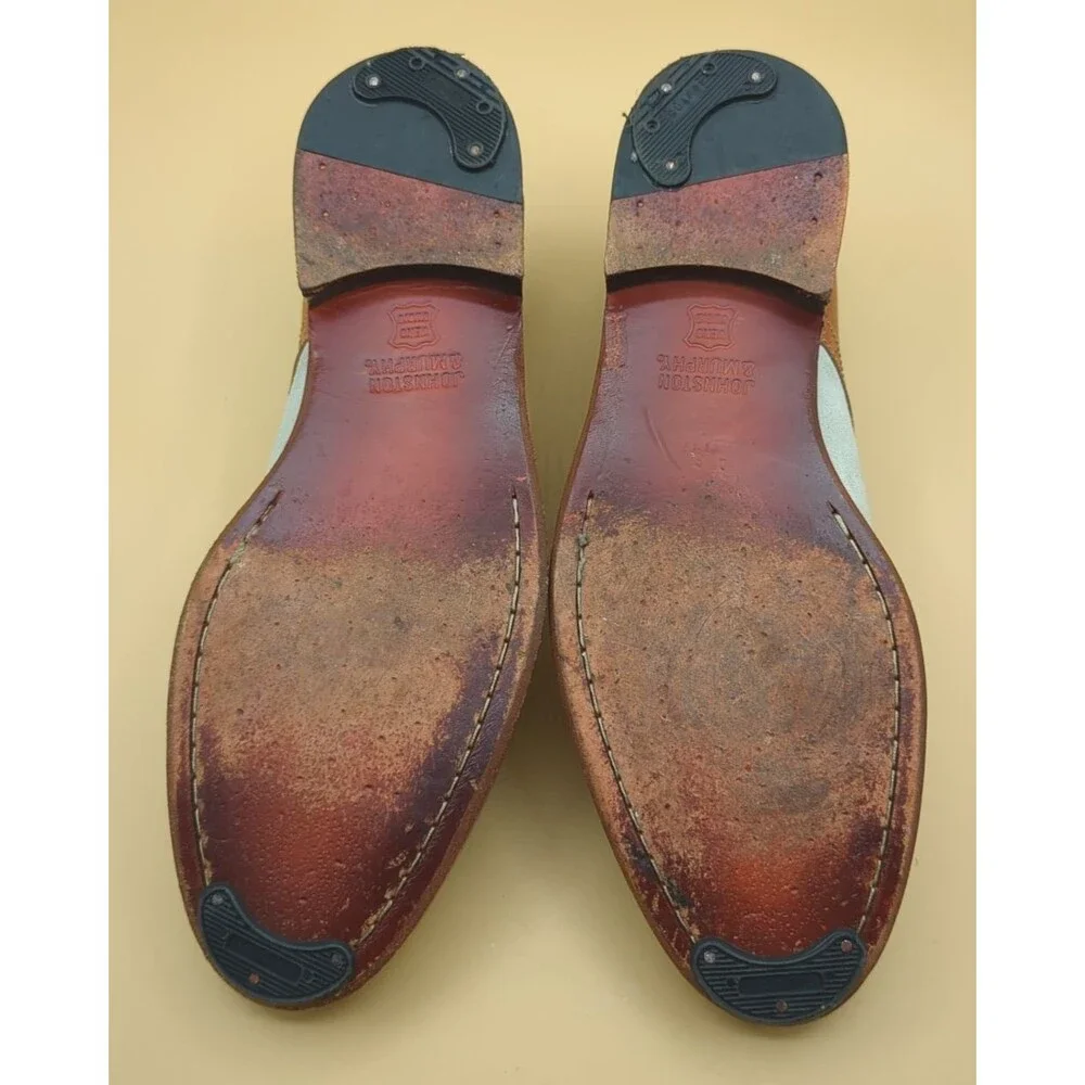 Johnston & Murphy Saddle Oxfords Men's Sz 11 Brown Leather/Cream Nubuck Suede